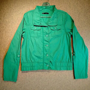 Maurices Women's Long  Sleeve Turquoise Button Up Jacket in Size Medium